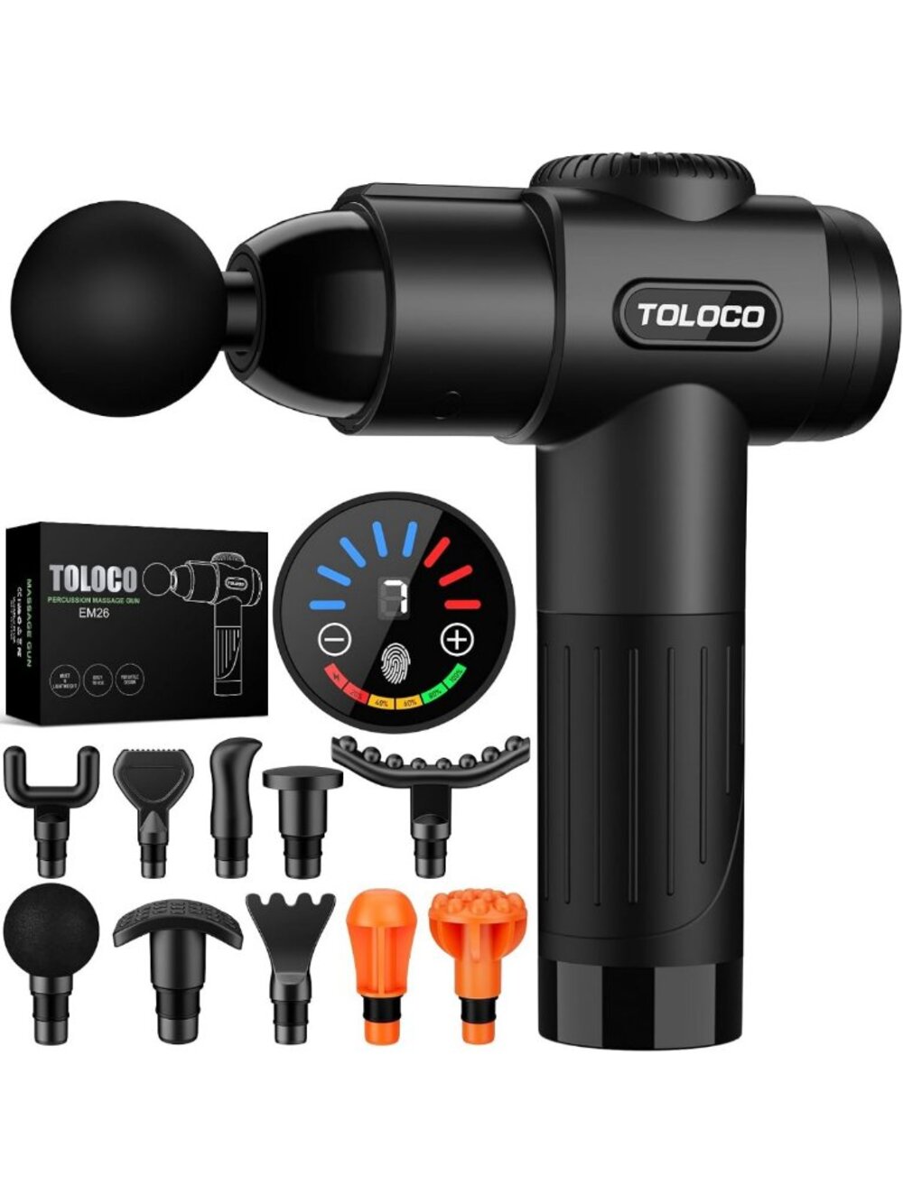Deep Tissue Massage Gun for Athletes, Percussion Massager with 10 Heads, Pain